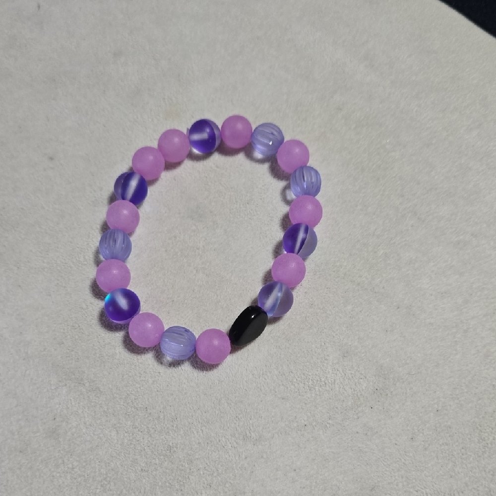 Purple and Pink Beaded Bracelet